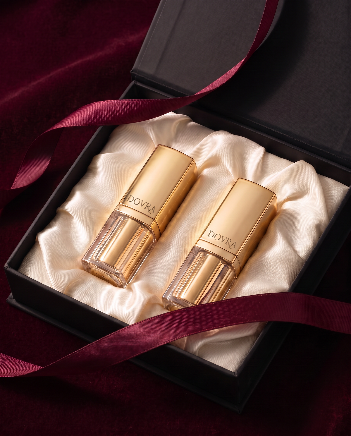 Two Dovra lipsticks in a gift box