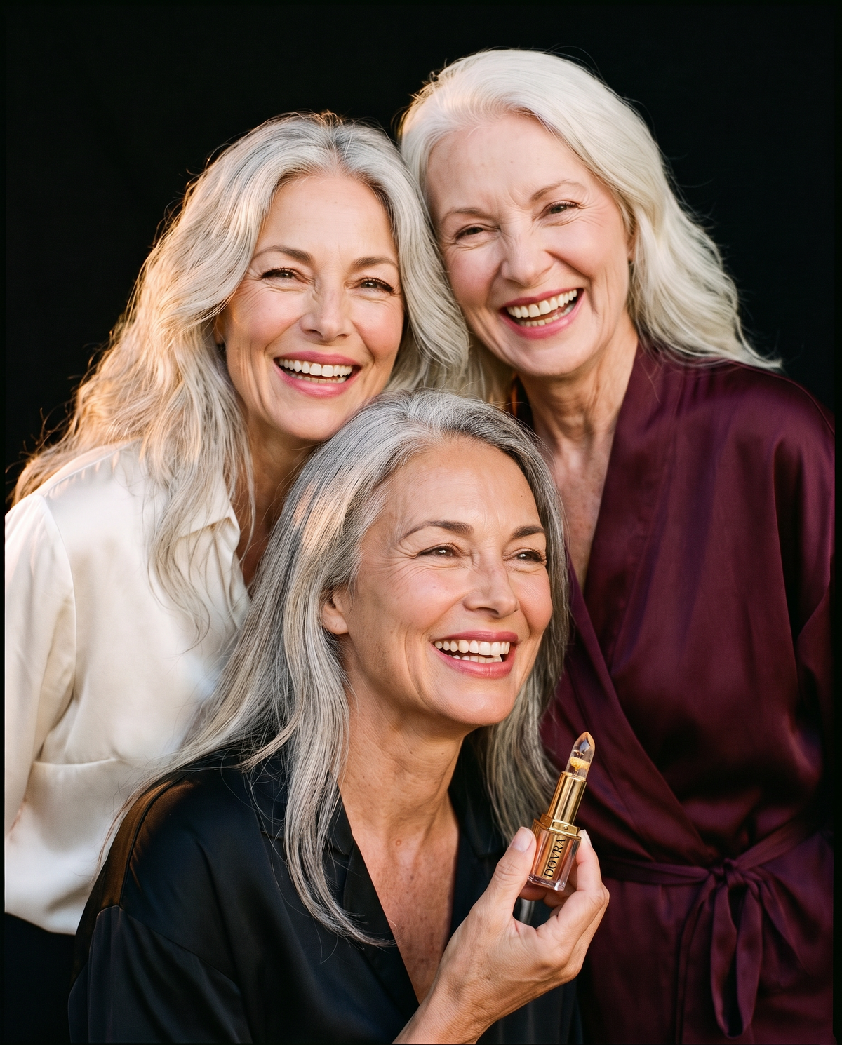 Three women with Dovra lipstick