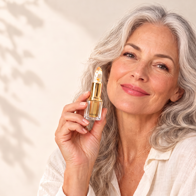 Woman holding Dovra lipstick